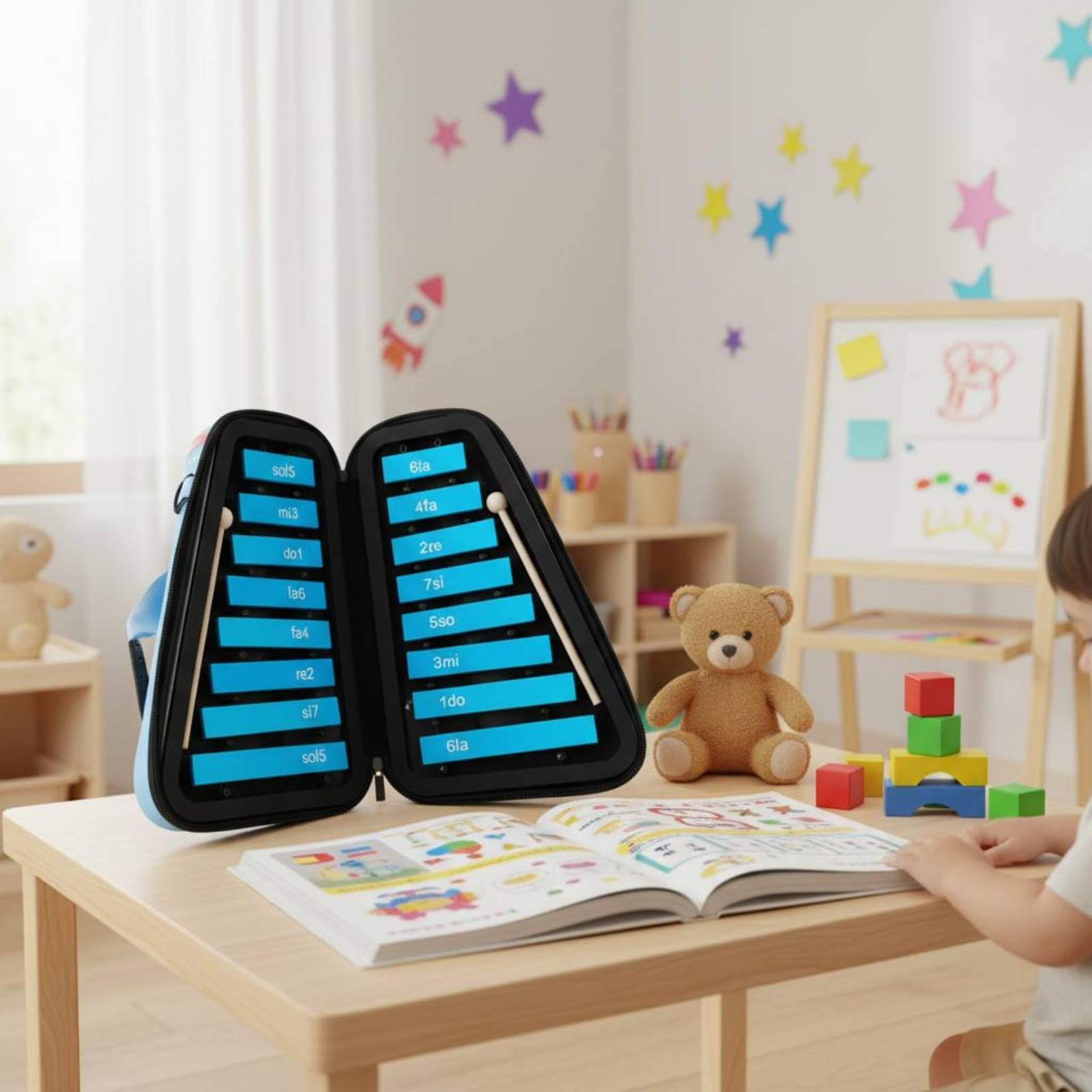 Carillon 16 Note Portatile Metallofono Infantile Scuola Xilofono da Bambini per Asilo, Casa
