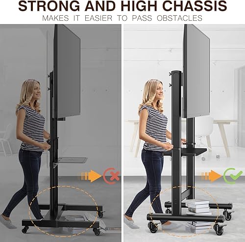 Miniatura 4 de Mobile TV Cart Rolling TV Stand with Wheels for 55-100 Inch LCD LED Flat Curved Screens up to 250 lbs, Max VESA800x600 mm Heavy Duty Portable Floor