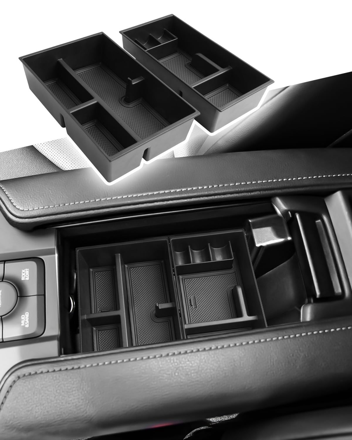 CDEFG Center Console Organizer Tray for Toyota Grand Highlander 2024 Accessories Armrest Storage Box Insert Arm Rest Tray for Grand Highlander XLE/Limited/Platinum (2 Pack)