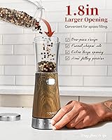 Vista 5 de Juego de molinillo eléctrico de sal y pimienta con base de almacenamiento, juego de molinillo de sal y pimienta recargable de acero inoxidable