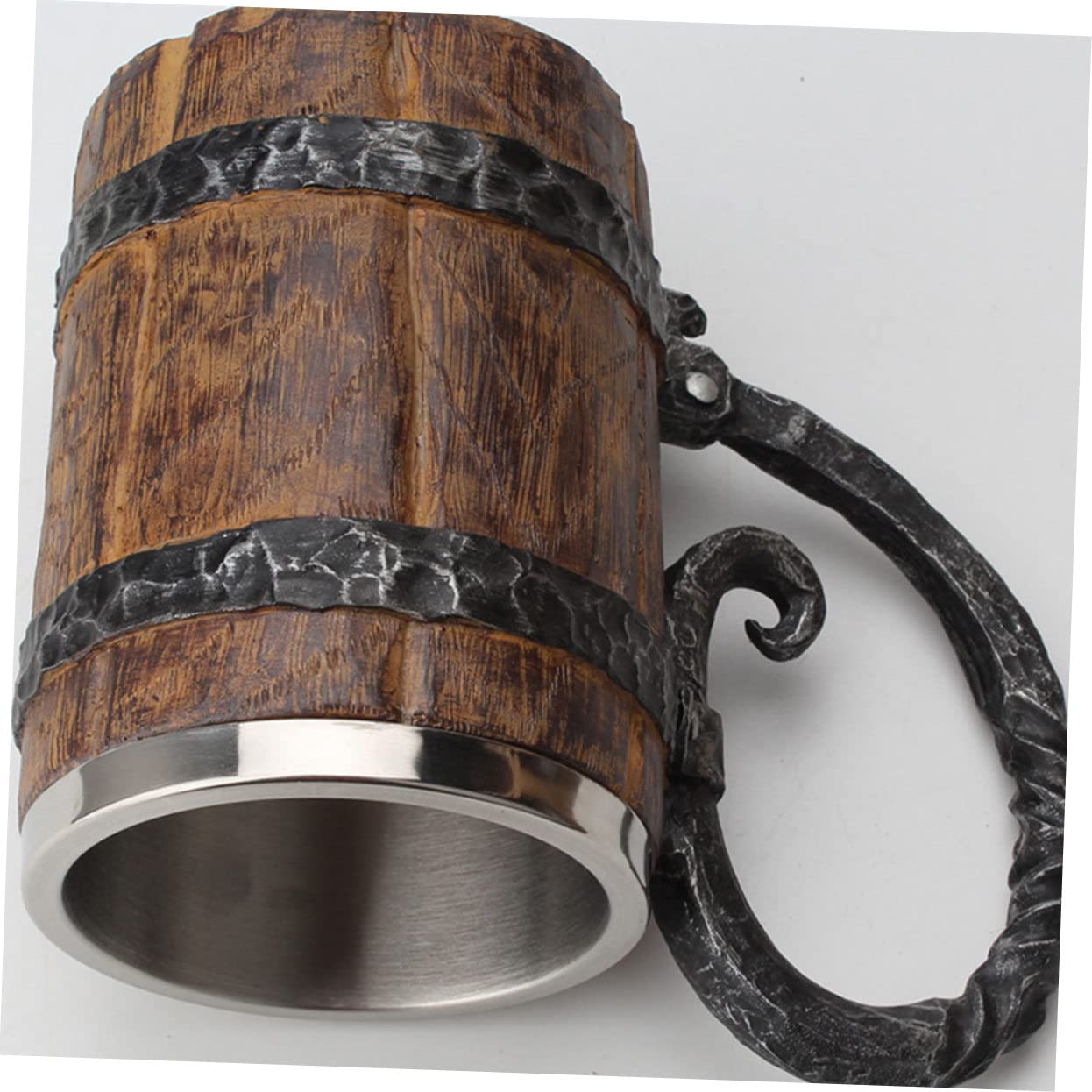 Cabilock 3 Piezas jarra de cerveza de barril de madera térmico botella de agua jarra cerveza original Jarra de cerveza especial taza con diseño de barril tazas portátiles Acero inoxidable