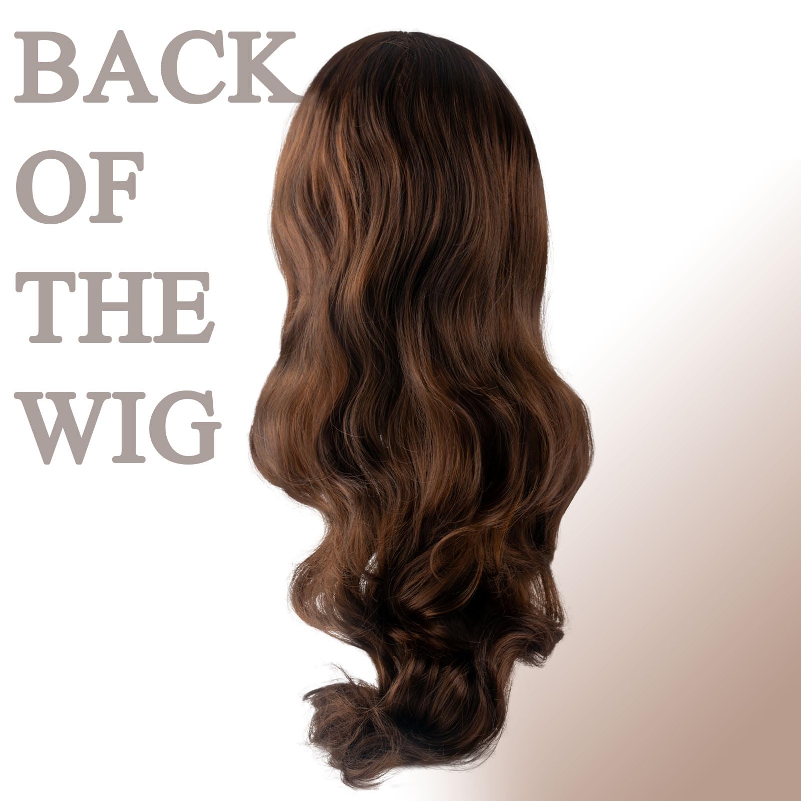 SSKHE Natural Brown Wigs for Women Synthetic Wig for Daily Use Curly Ladies Wigs With 2 Hairnets, light brown, 68 cm - Image 3