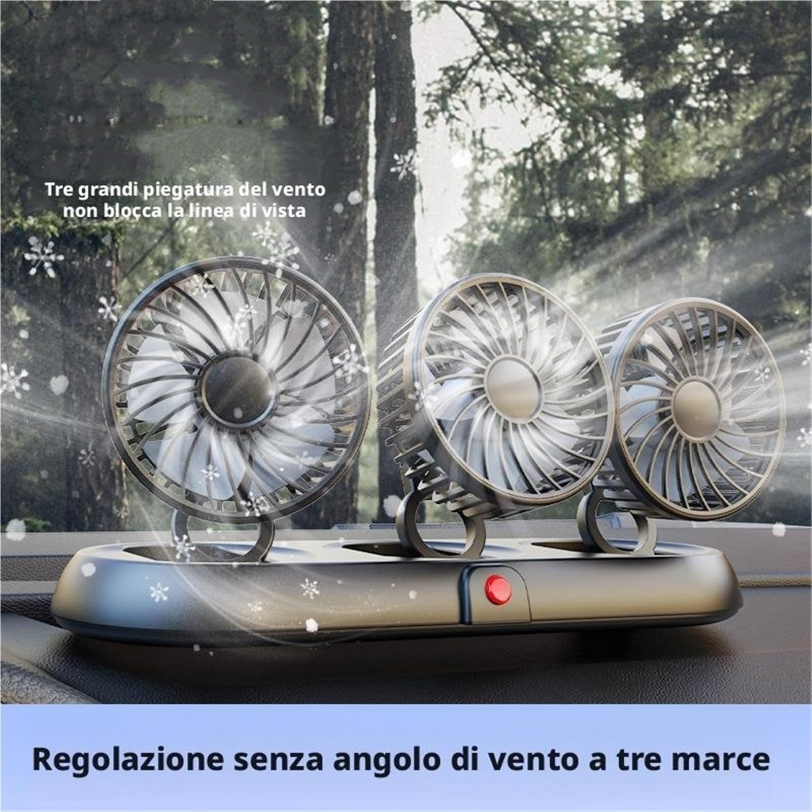 Ventilatore Pieghevole Per Auto Volodya A 3 Teste - 3 Velocità Regolabili, USB 5V/accendisigari 12V/24V, Raffreddamento ABS A Basso Rumore Per Camion/scrivanie Da Ufficio(Black white (USB/5v))