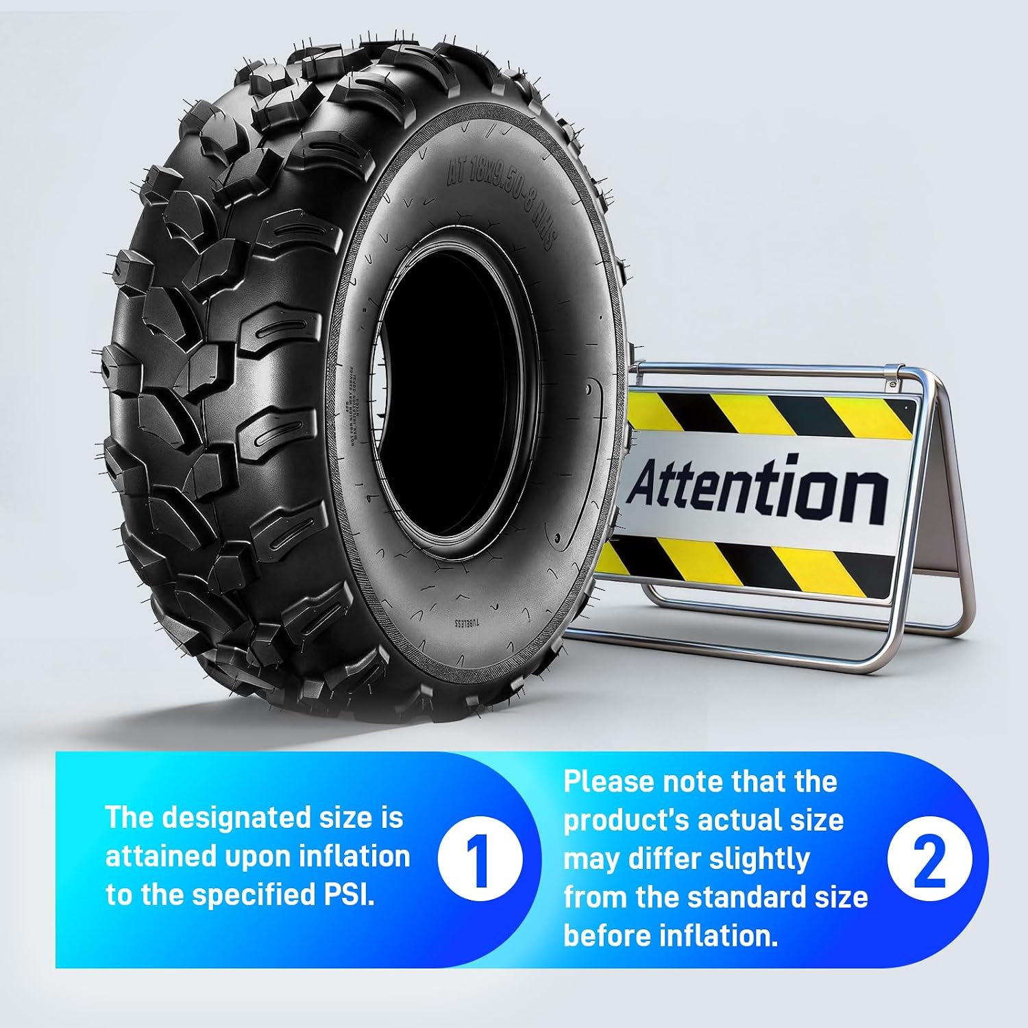 18x9.50-8 ATV UTV Tires,4 PR All-Terrain Tires 18x9.50x8 for Sand Mud Trail,Directional Tread,Tubeless (Pack of 2)