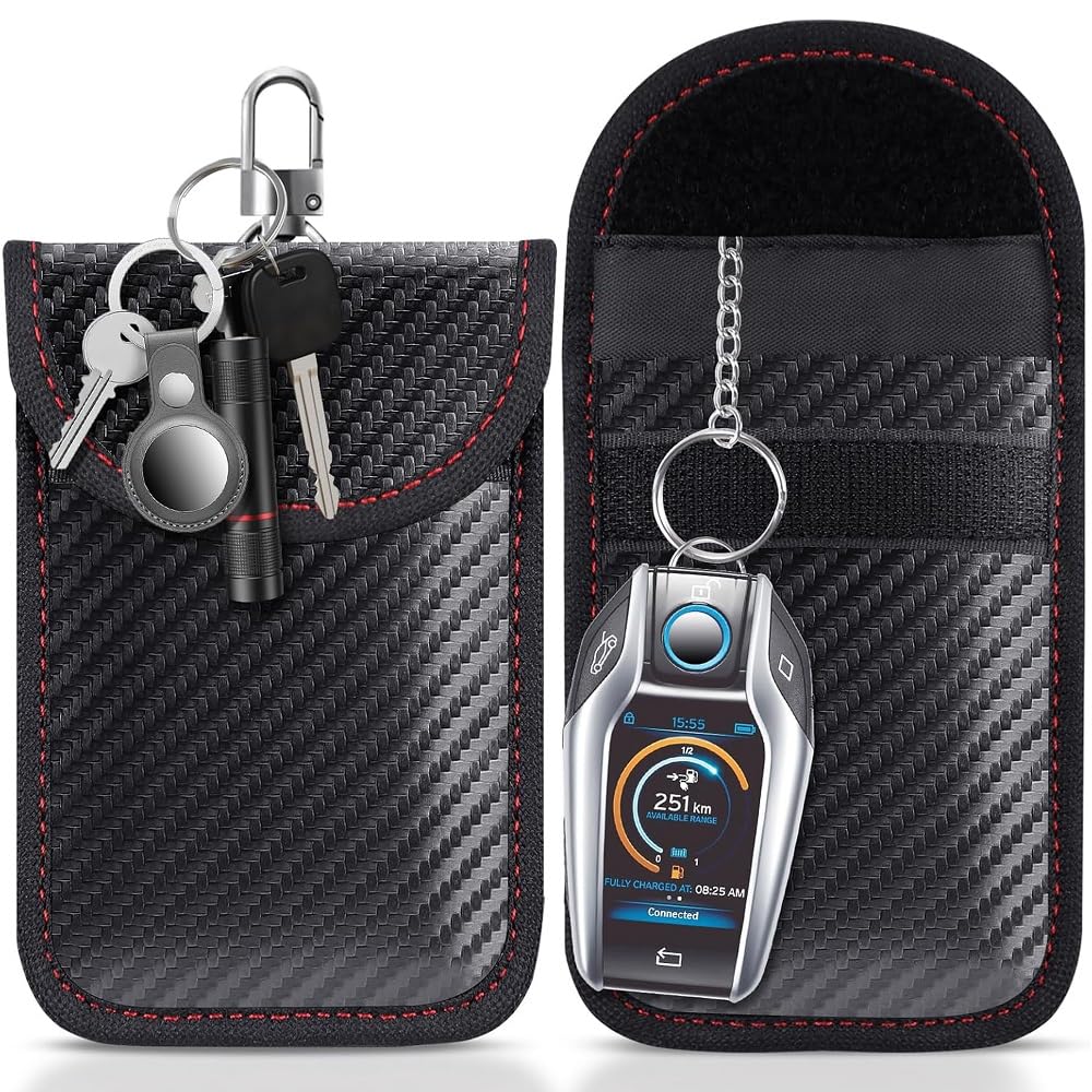 WDJRUIRUI 2 PACK Faraday Pouch For Car Keys for Dacia Sandero Stepway DJF ab Bj.2021,Car Key Signal Blocking Bag For Car Anti Theft Car Key Case for Remote Entry Security