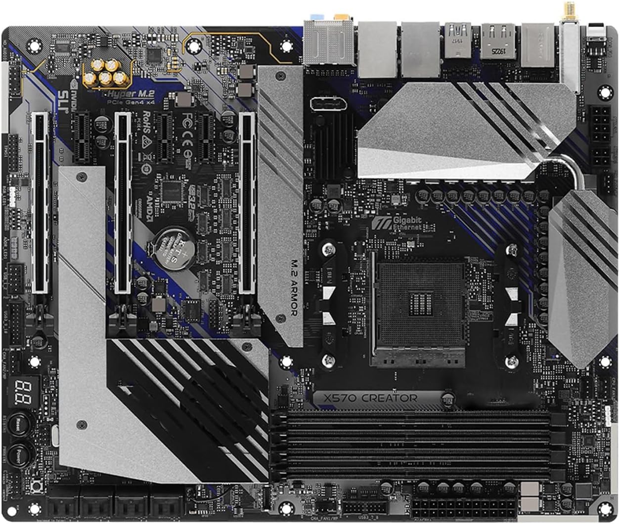 Computer motherboards Fit for ASRock X570 Creator Motherboard Support 3600X 5600G 5600X 5700X3D 5800X3D 5950X CPU DDR4 4666MHz M.2 NVME HDMI ATX AM4 Mainboard