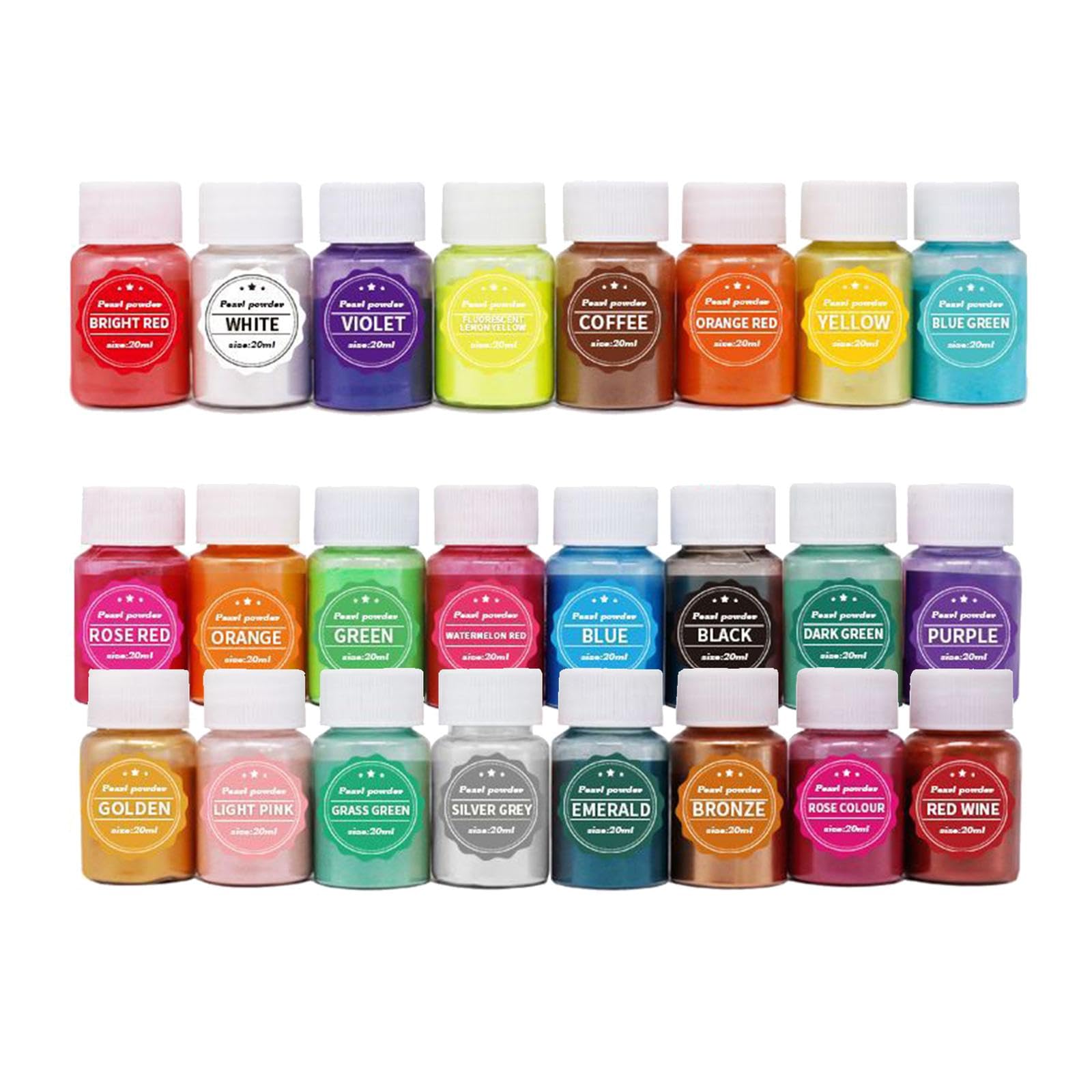 Juego de 5 24 piezas de polvo de mica nacarada para bolas de baño, pintura de joyería