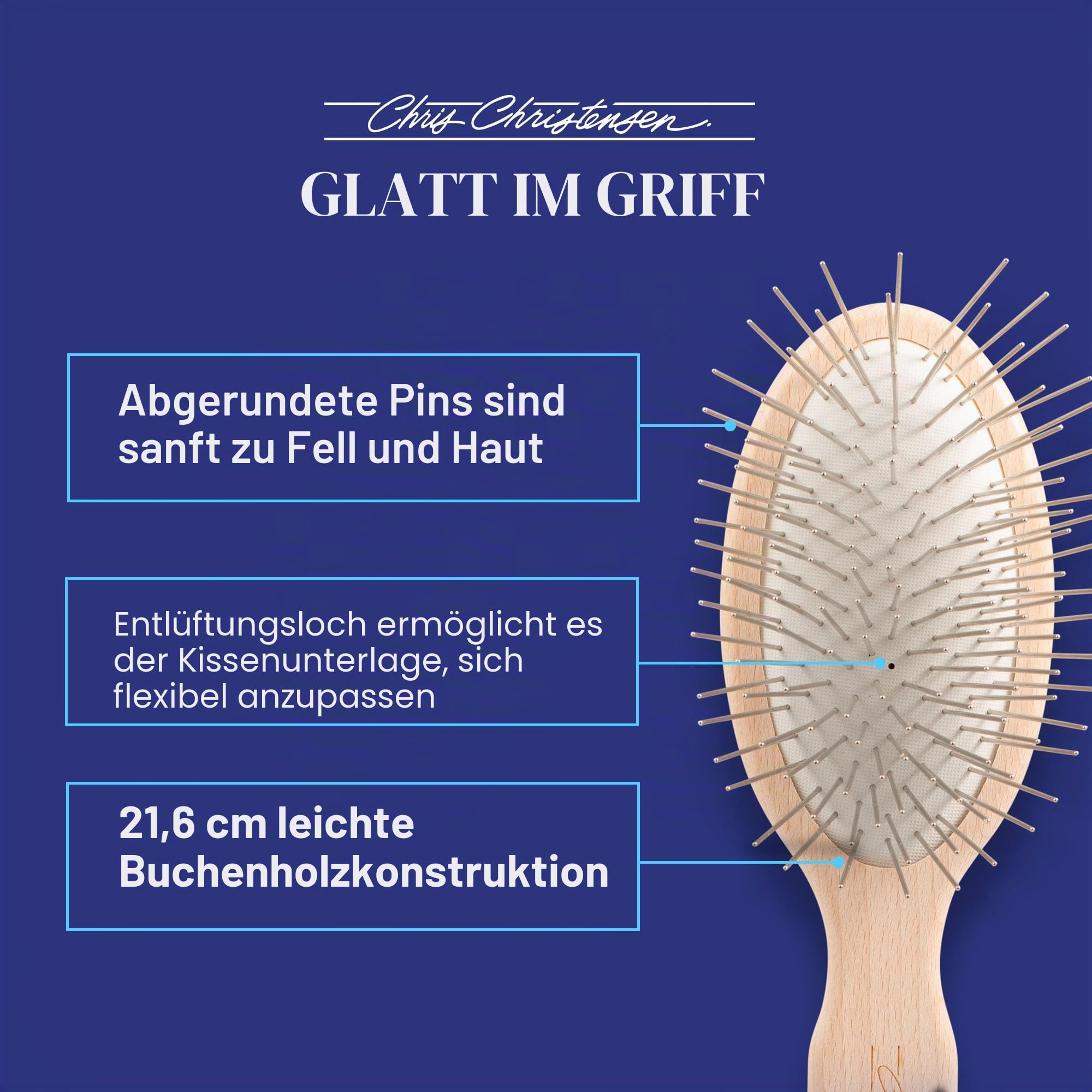 Chris Christensen Oval Pin Brush Original for Pets 35mm