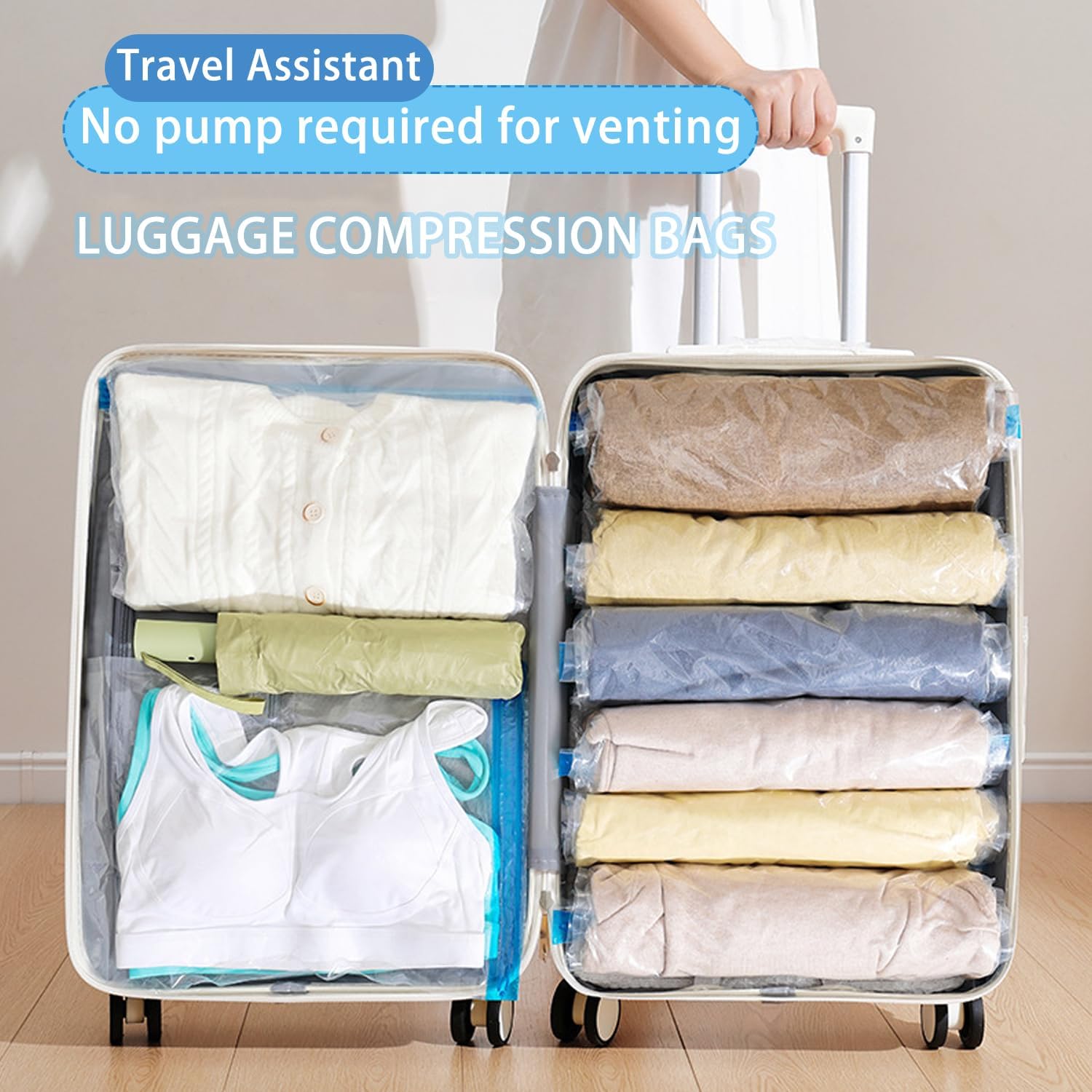 圧縮バッグ 20枚パック 収納用 4サイズ 再利用可能 真空シール収納バッグ 衣類、寝具、季節のアイテム用 省スペースで漏れ防止