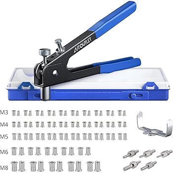 Autoutlet Kit De Pince Ecrou Rivet Professionnel Pistolet A Ecrou Avec 6 Pcs Mandrins M3 M4