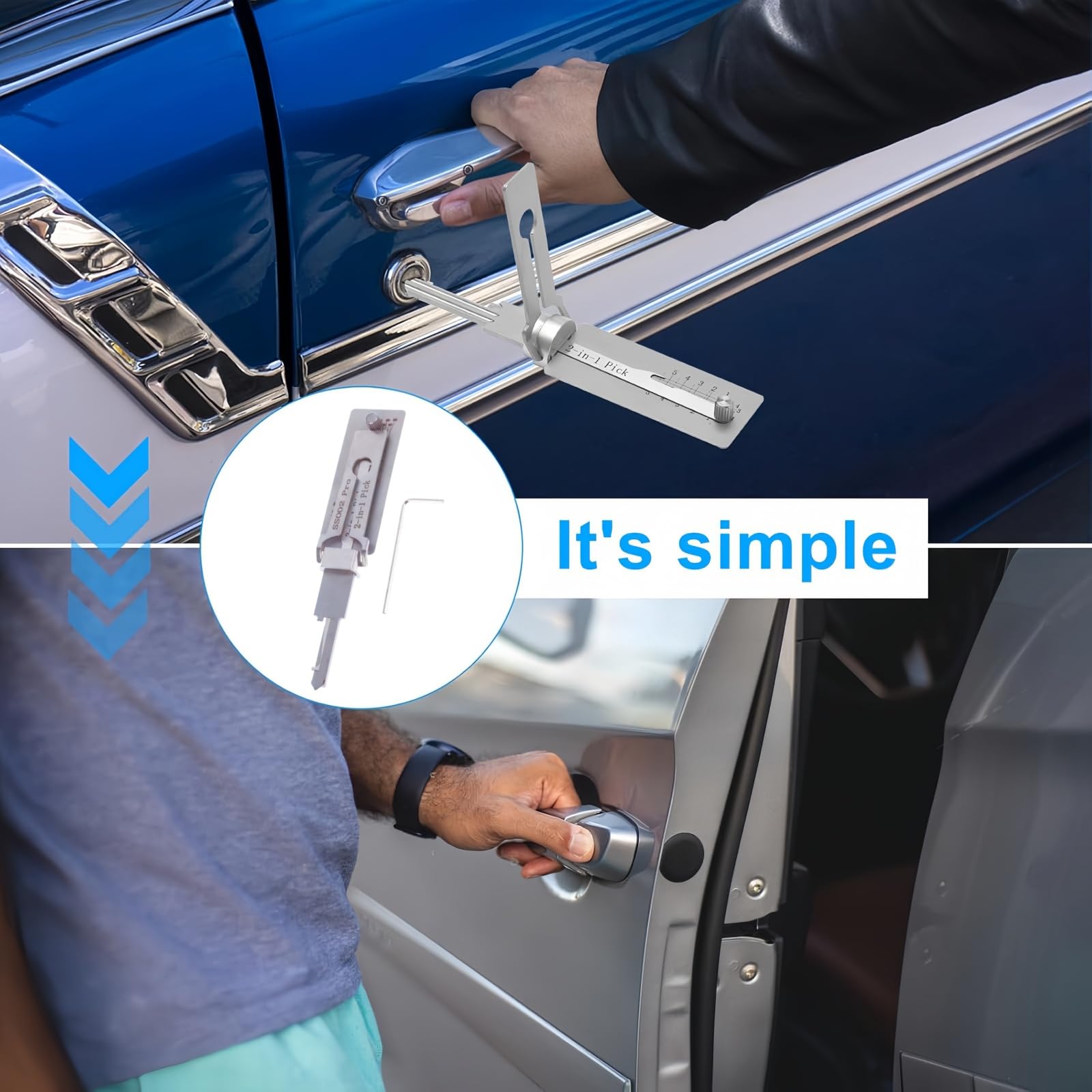 Master 2-in-1 Schloss-Decoder & Pick-Set – Professionelles Picking-Werkzeug-Set für Auto-Enthusiasten (SS002 Pro)