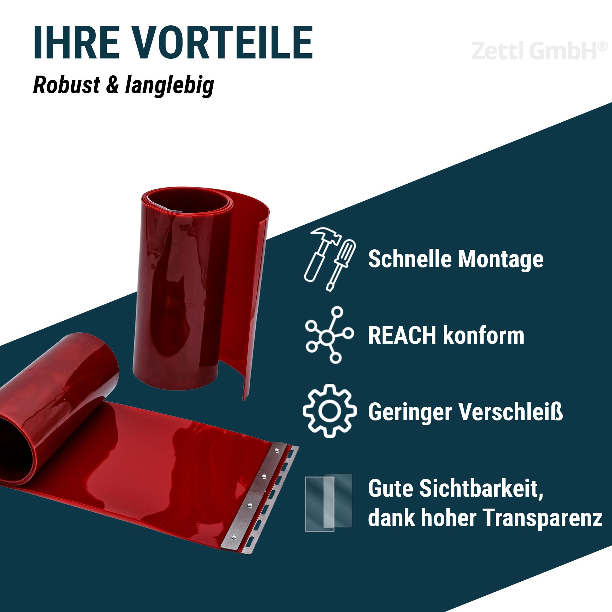 Zettl GmbH rideau lanières PVC soudage, ISO 25980, HxL: 4,00x2,25m