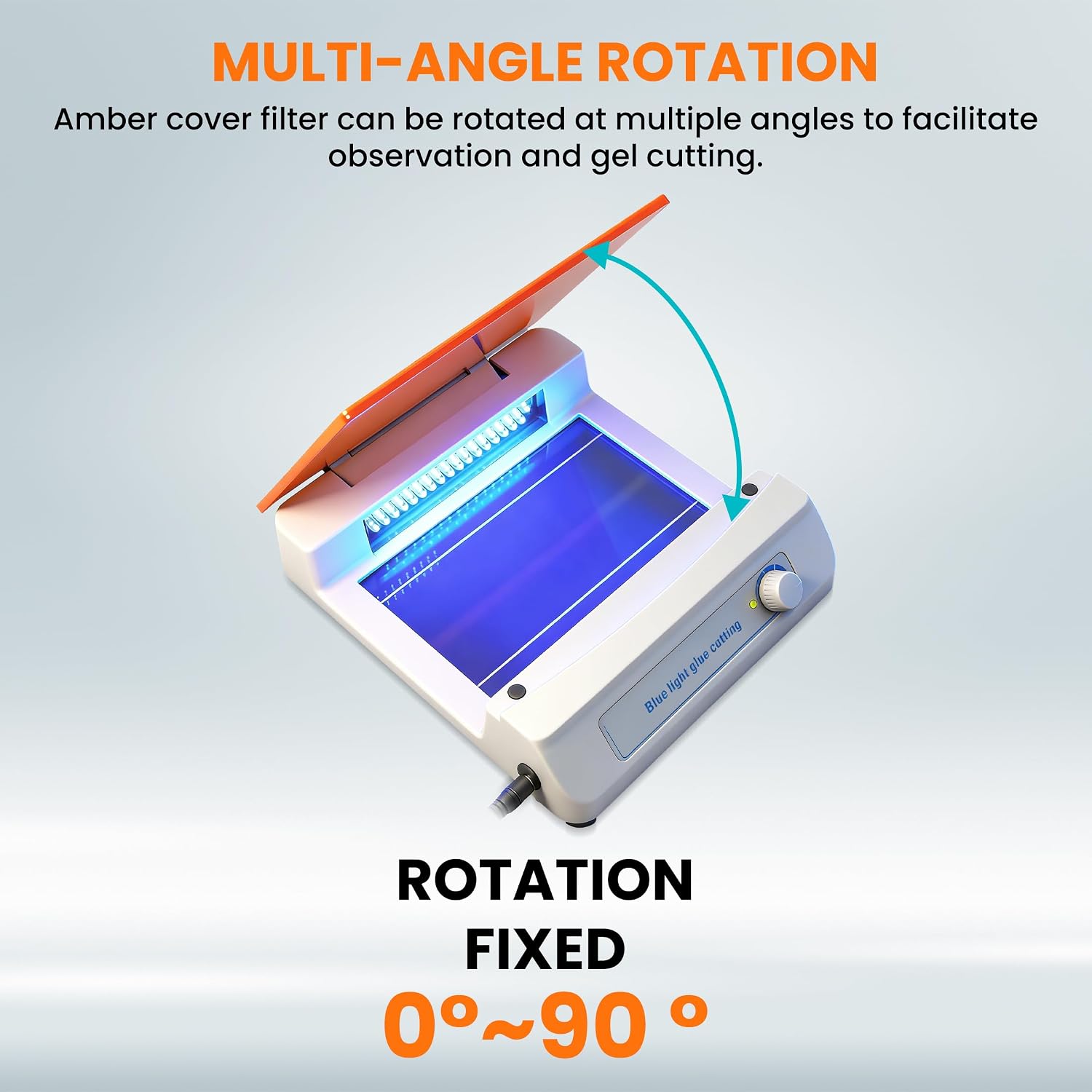 470nm Blue LED Light Transilluminator with 105x163mm Observation Area Blue Light Gel Cutter with Amber Filter Used for Gel Electrophoresis Visualization & Gel Cutting (Model AMT613A）