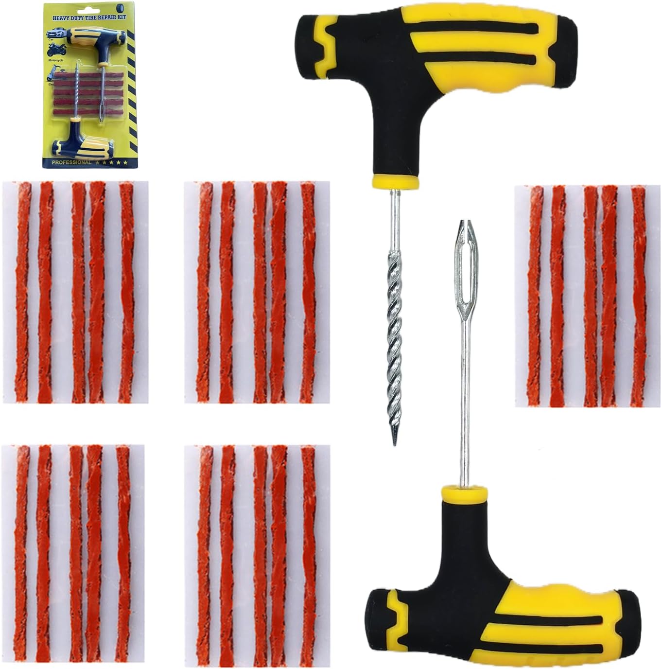 JOIYHY Kit De Réparation Crevaison Voiture, Kit Meche Pneu