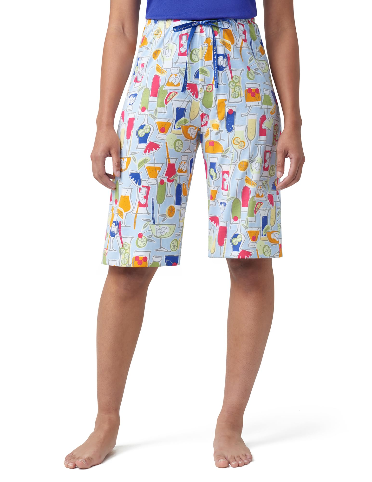 HUE Women's Summer Vacation Pajama Separates, Soft, Whimsical Print Pjs with Tropical Beach Themes, Flip Flops, Cocktails