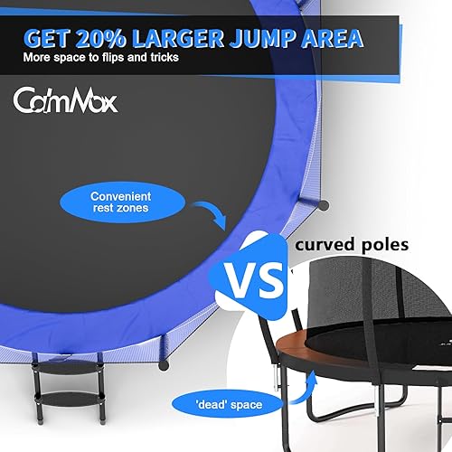 Miniatura 2 de CalmMax Trampolín de 12 pies 10 pies 8 pies 14 pies 15 pies 16 pies Trampolines recreativos para brincar con red de seguridad aprobado por ASTM