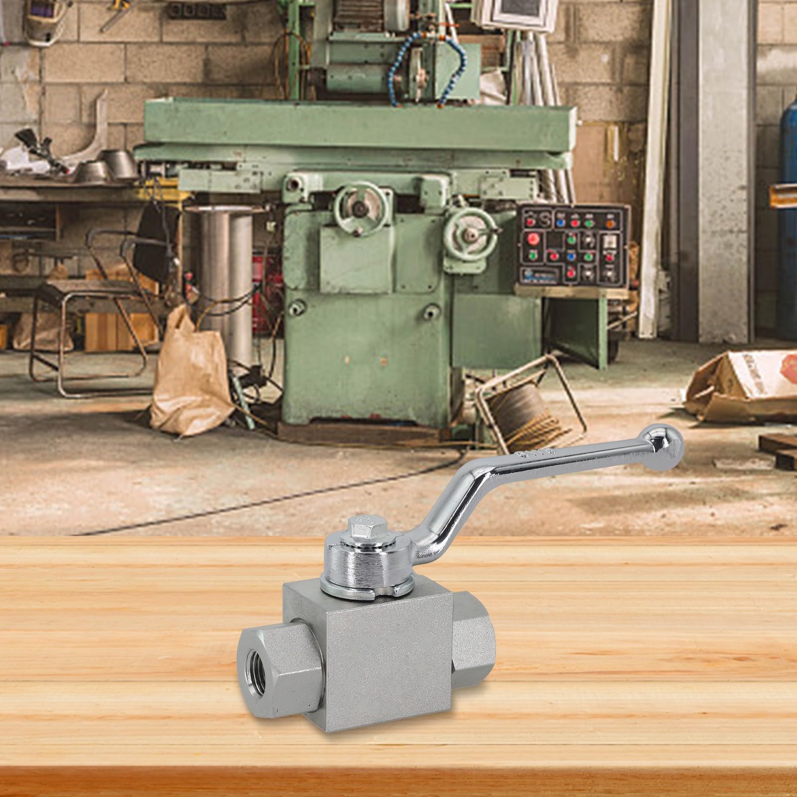 EasyByMall Válvula de bola de alta presión, válvula de cierre hidráulica de acero al carbono para control de flujo, diseño compacto para aplicaciones de tuberías industriales