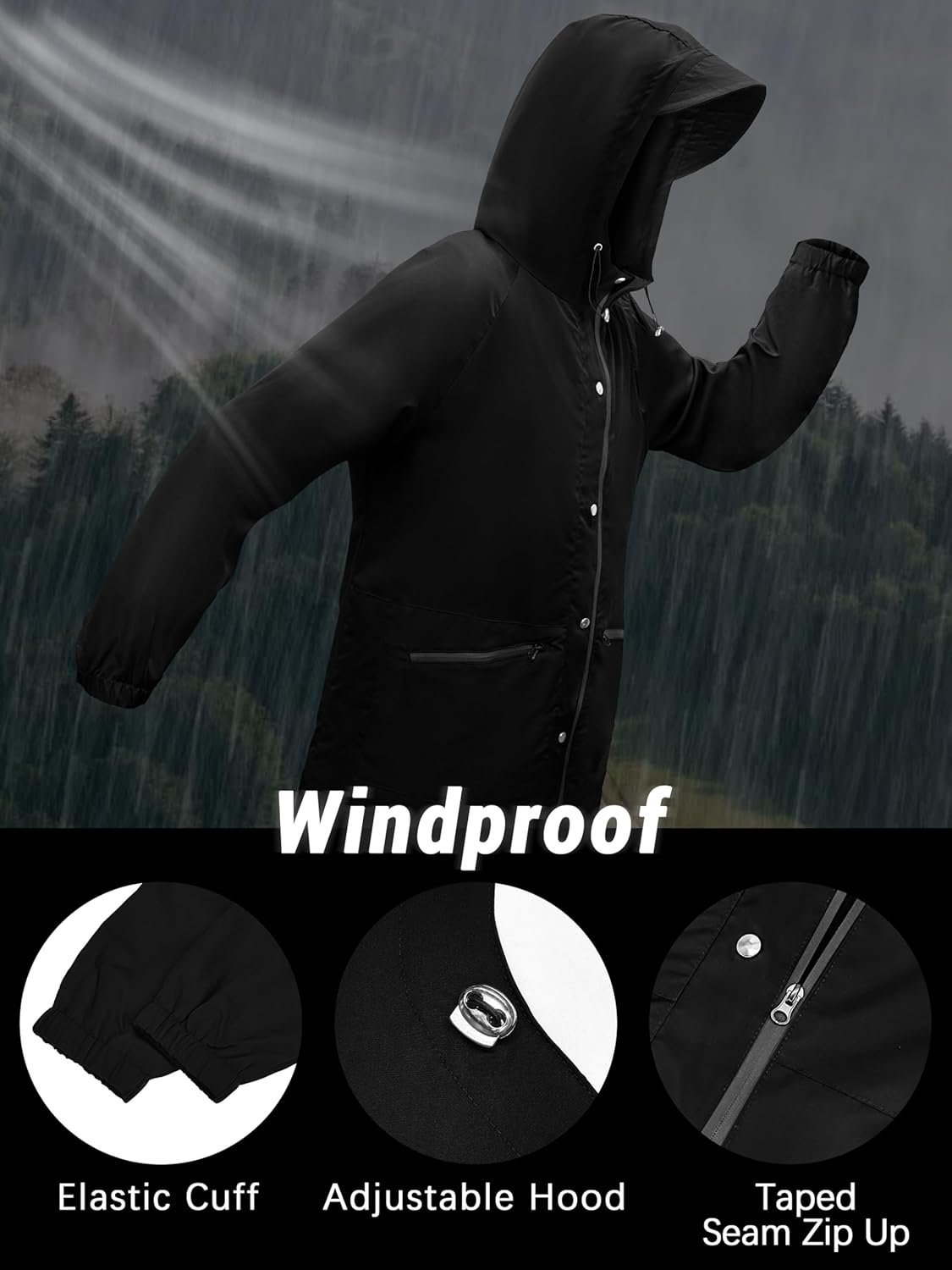 Bloggerlove Women Rain Jacket Waterproof Raincoat with Hood Lightweight Outdoor Windbreaker - Image 5