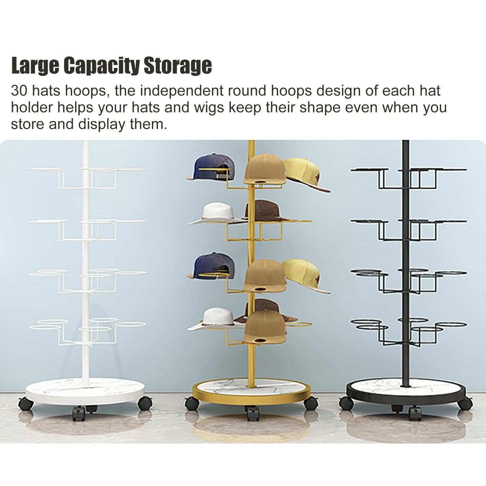 Soporte independiente para gorras de béisbol y fedoras, organizador de exhibición de metal para tienda de accesorios de ropa