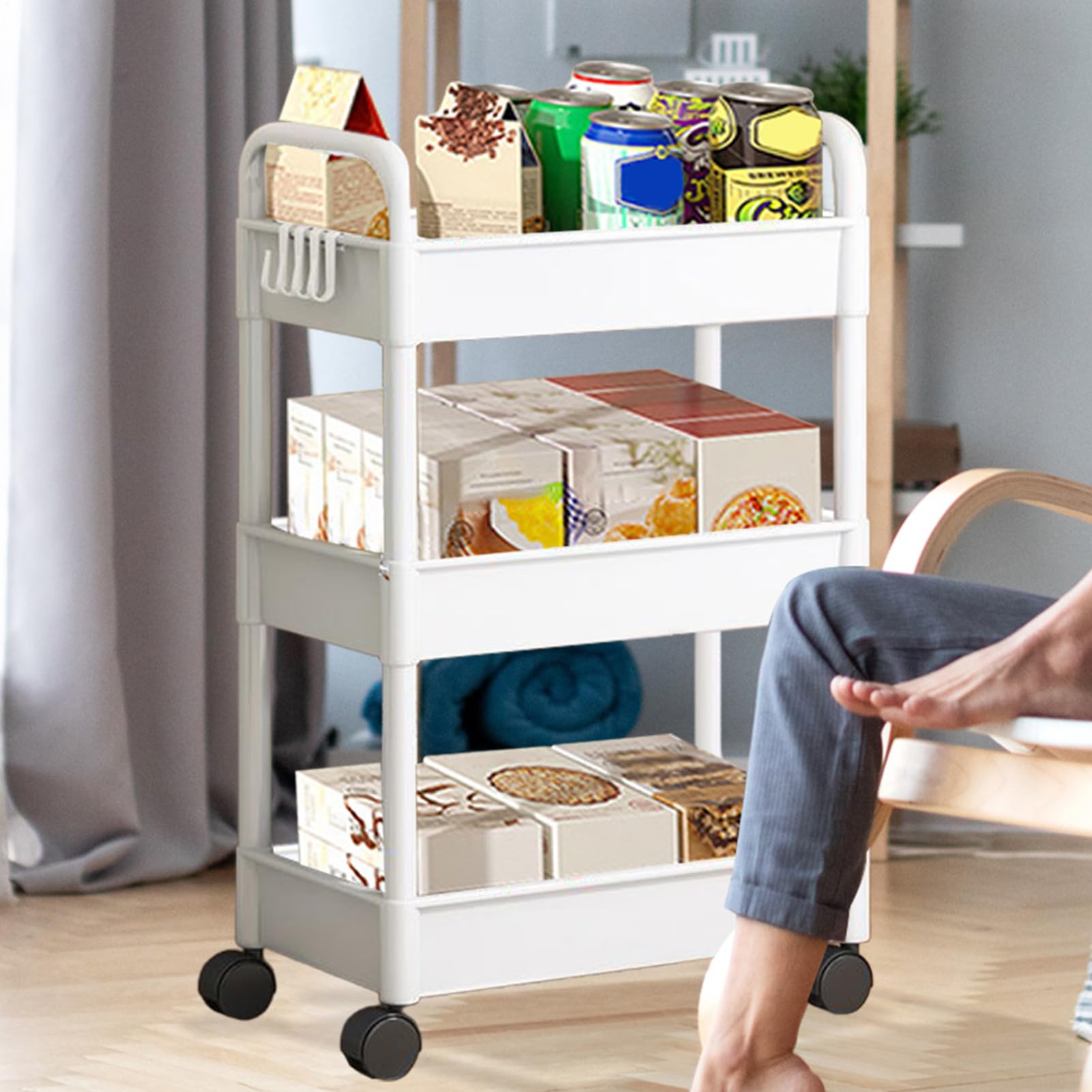 Chariot De Rangement à Roulettes Bureau ZJTY Rangement Roulant - Chariot Utilitaire Roulant à Roulettes Avec Chariot Livre