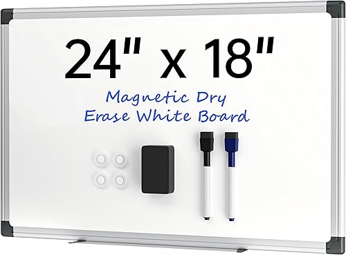 Miniatura 11 de VUSIGN Pizarra blanca magnética de 36 x 24 pulgadas para pared, pizarra de borrado en seco con marco plateado, pizarra blanca colgante para oficina,
