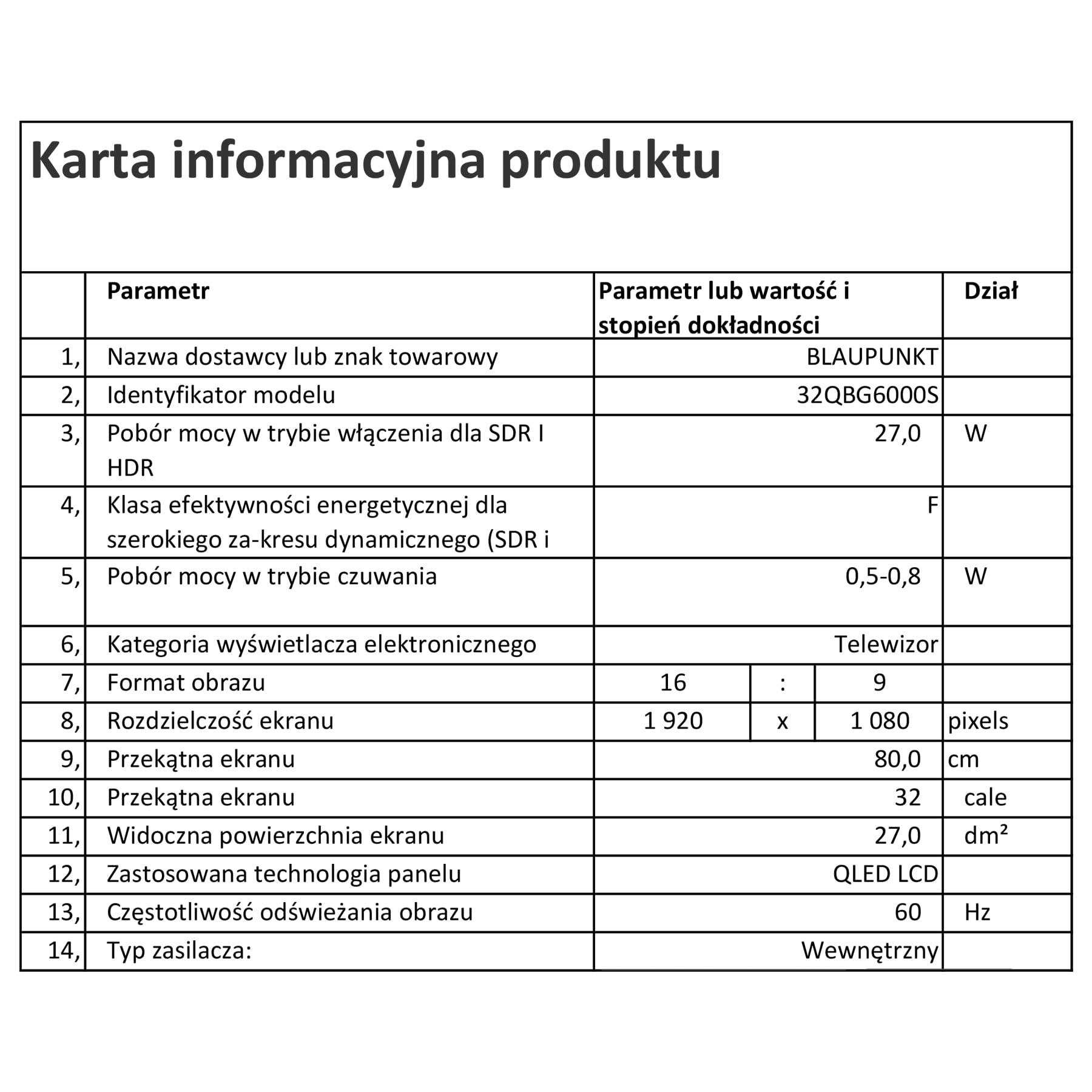 BLAUPUNKT 32" Smart TV, Google TV, QLED, Full HD (1080p), 32QBG6000S
