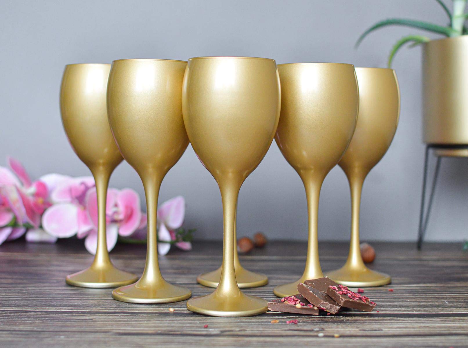 Set 6 Bicchieri Da Vino Universali Imperial Con Bordo Dorato - Cristallo Senza Piombo, 300 Ml, Altezza 23,9 Cm