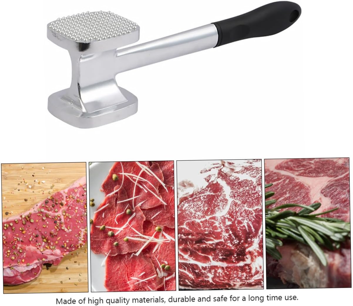 BESPORTBLE Double-sided Aluminum Meat Tenderizer Mallet with Ergonomic Grip Kitchen Steak Hammer for Beef Pork Poultry Non-slip Pounder Tool for Efficient Meat Softening and Barbecue