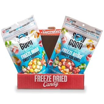 Sow Good Freeze Dried Candy Sweet Squares 2 Pack - Strawberry, Lemon, Orange, Blue Raspberry, Apple