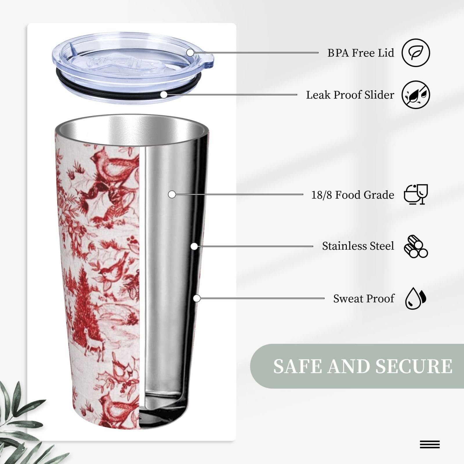 Tazza termica portatile in acciaio inox con stampa di cervo e orso selvatico