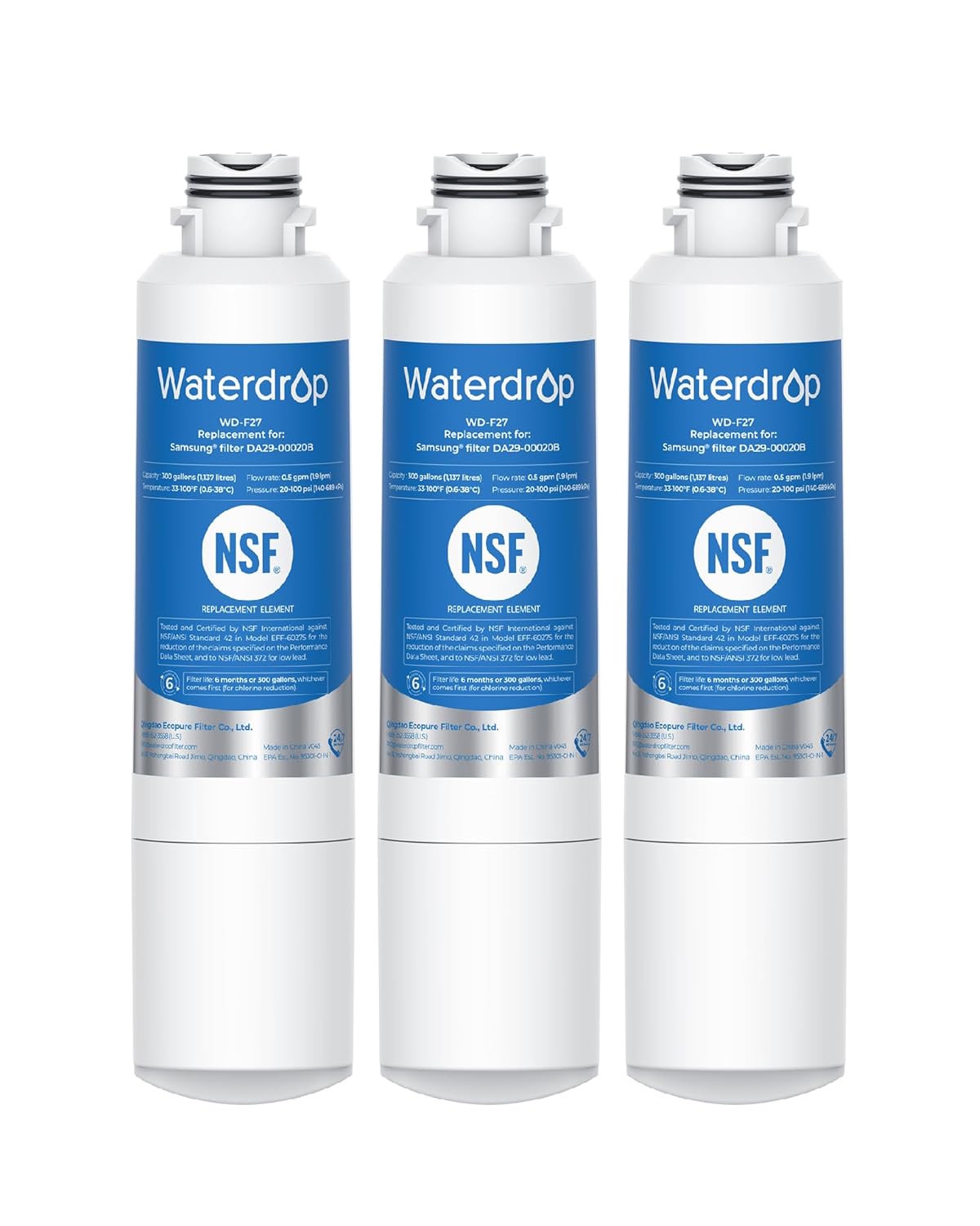 Waterdrop DA29-00020B Refrigerator Water Filter Replacement for Samsung HAF-CIN EXP DA29-00020A B DA29-00020B-1 RF263BEAESR RF28HMEDBSR RF263TEAESG RF4287HARS 3