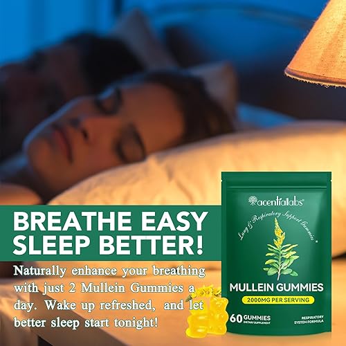 Miniatura 7 de Gomitas de gordolobo para alivio de pulmones y senos nasales, 2000 mg de extracto de hoja de gordolobo, suplemento natural de limpieza pulmonar para