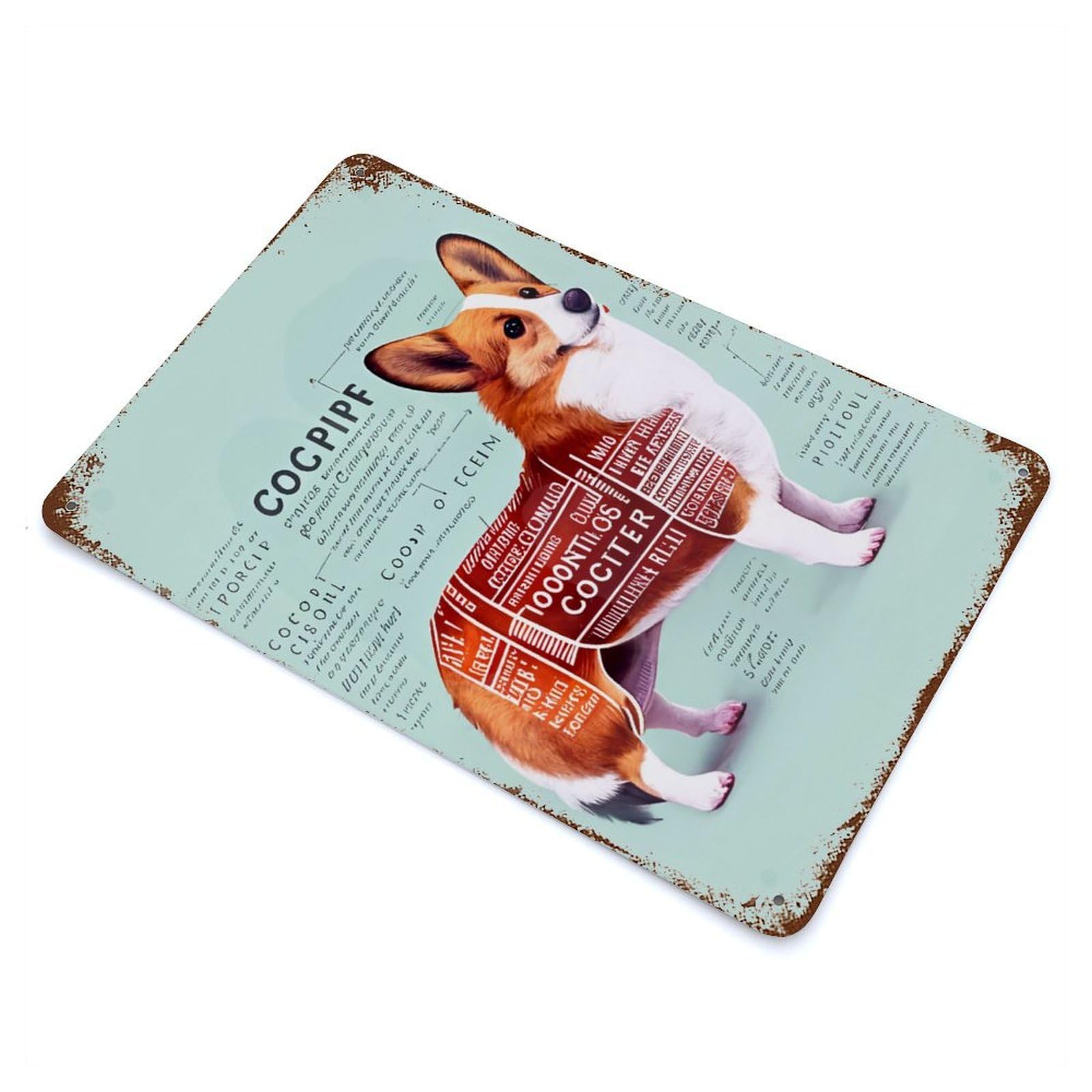 Anatomy of A Welsh Corgi Weathered Tin Sign 11.8"x7.9", Novelty Wall Decor for Garage, Pub Or Kitchen