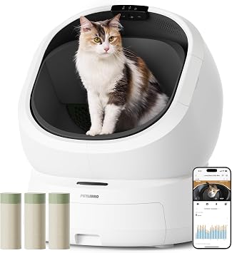 PETLIBRO Automatic Litter Box with AI-Camera Waste Analysis, Auto Odor-Control Self Cleaning Cat Litter Box with 55 Count Litter Liners, Open-Top Litterbox with Multi-Cats Recognition, Usage Tracking