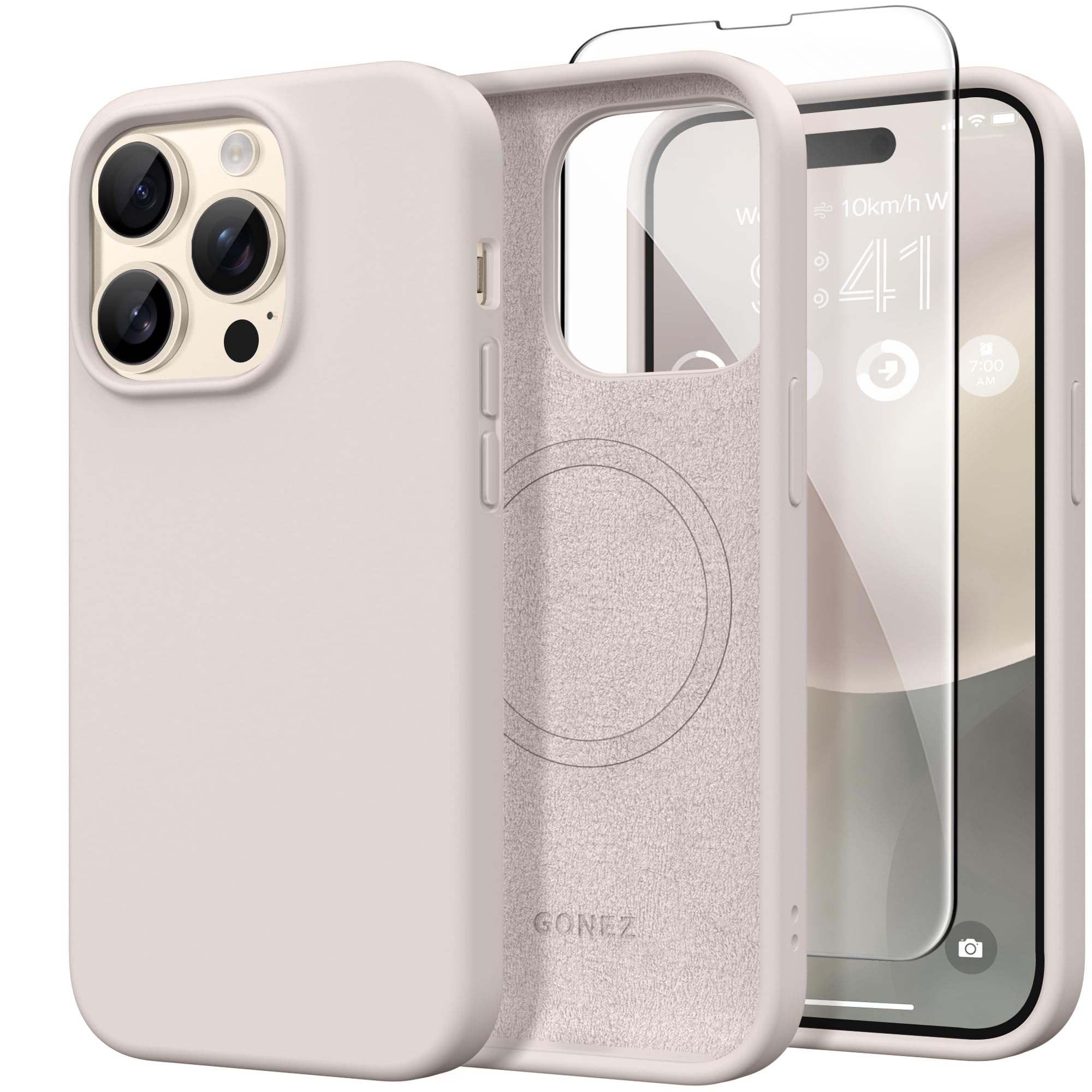 GONEZ Magnetic for iPhone 14 Pro Case, Silicone Cover Stone