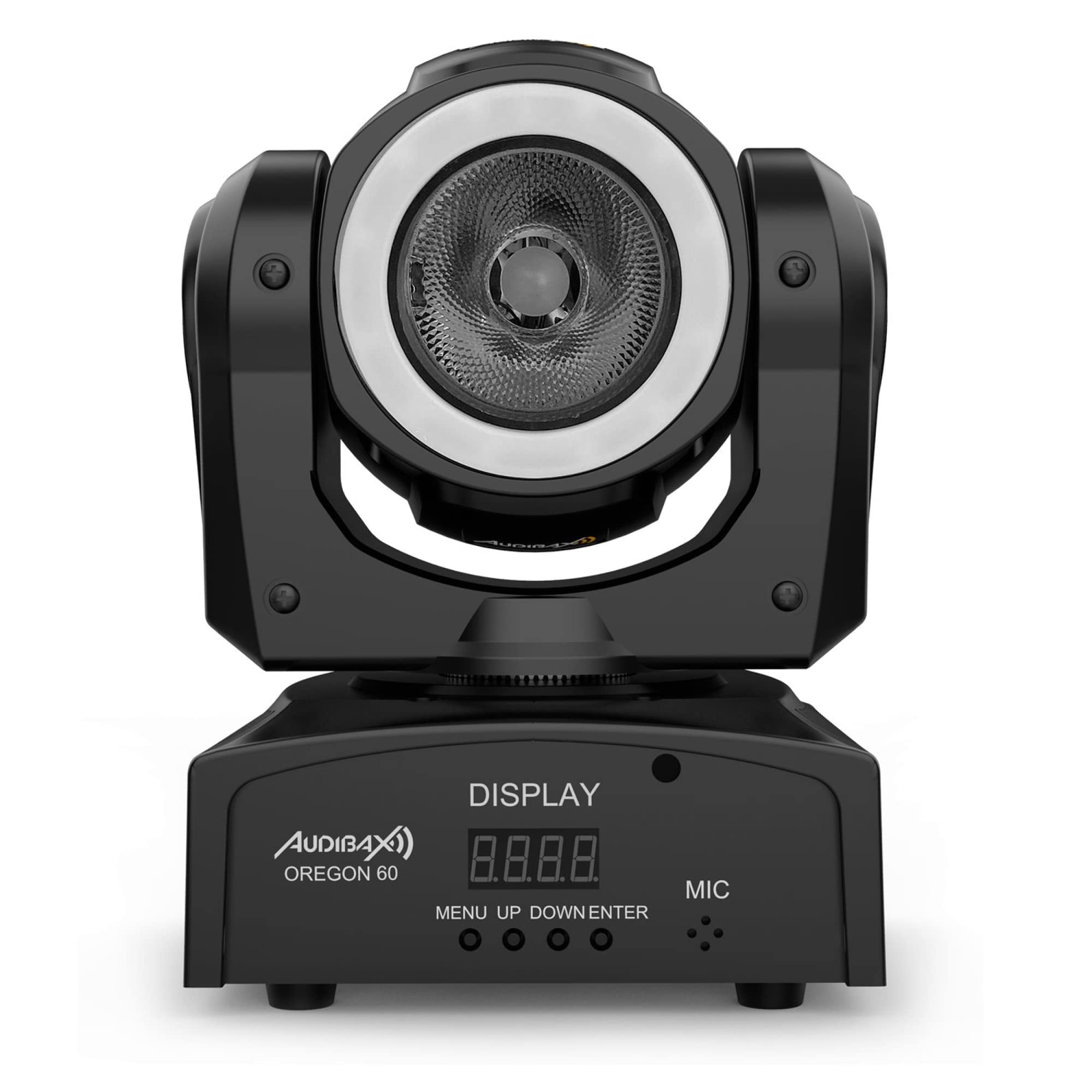 Audibax Oregon 60 - Cabeza Móvil para Discoteca con Anillo LED - Luces DJ - Foco Profesional Móvil - Equipado con LED de 60W Que Genera Mezclas RGBW - Flash para Discoteca
