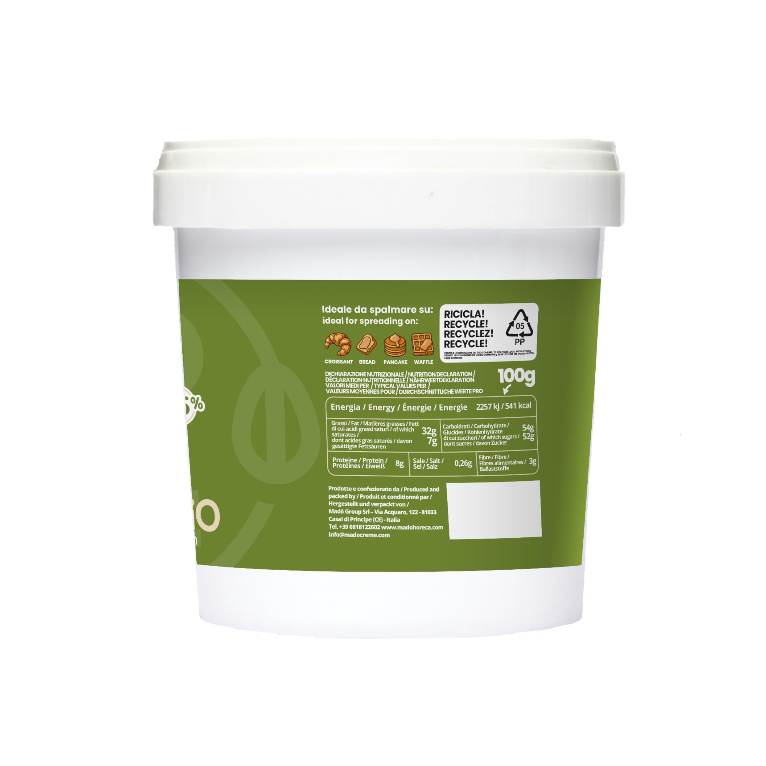 MADÒ Crema Spalmabile al Pistacchio Artigianale MADE IN ITALY - Creme Spalmabili per Panini, Dolci, Colazioni, Prodotti da Pasticceria (1kg)