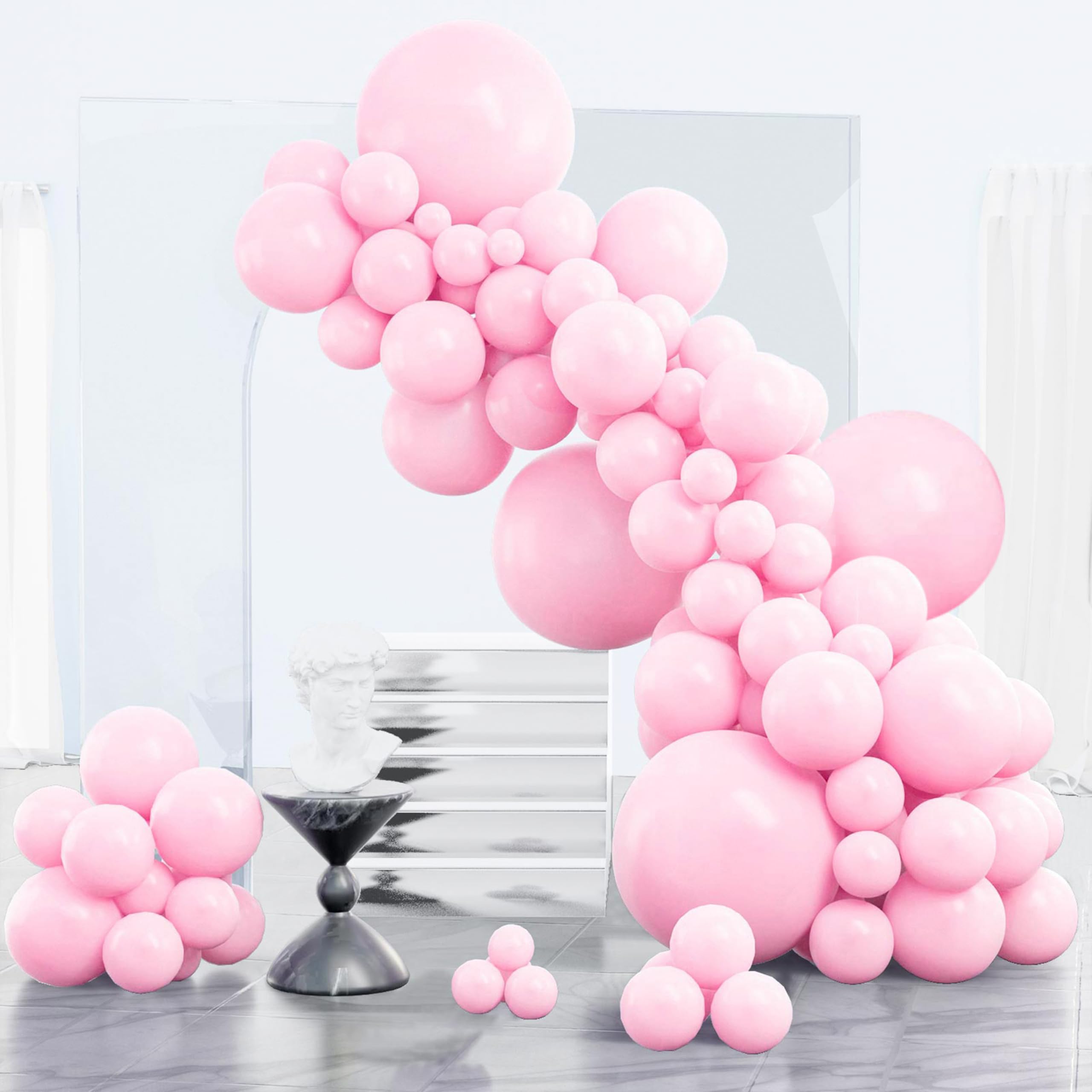 PartyWoo Baby Pink Balloons 152 pcs Different Sizes of 18 12 10 5 Inch Pastel Pale Light Pink Balloons Arch Kit Garland for Baby Shower Gender Reveal Birthday Princess Party Decorations Pink-Q05