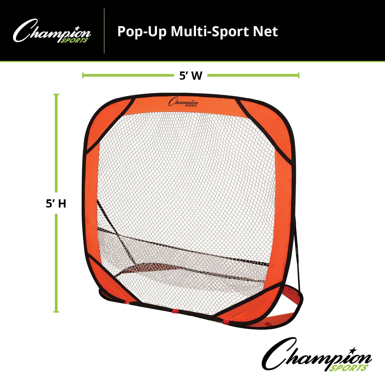 Champion Sports Pop Up Multi Net - Adjustable Multifunction 5x5 Pop up Net - Easy Assemble Pop Up Net