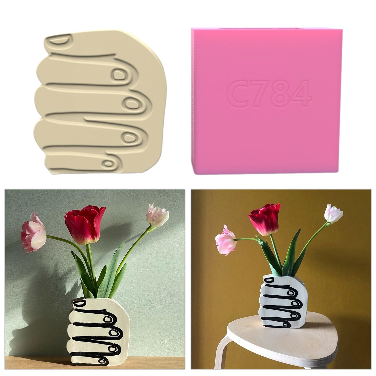 Innovadores moldes de silicona para jarrones de flores, moldes flexibles para adornos, moldes únicos para macetas para manualidades