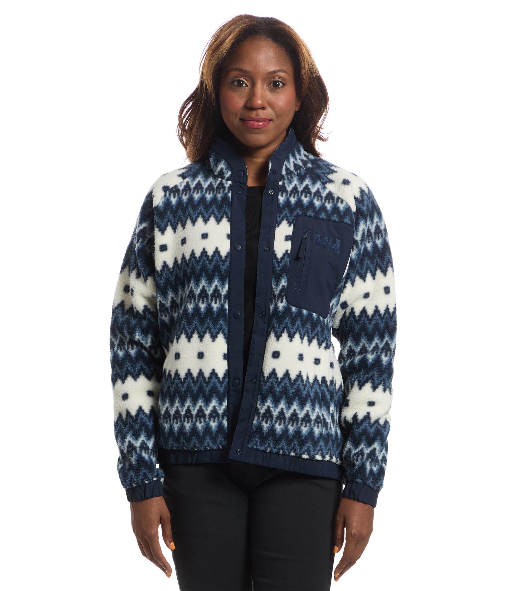 Helly Hansen Womens Imperial Printed Pile Snap Fleece, Navy, Size S, Women