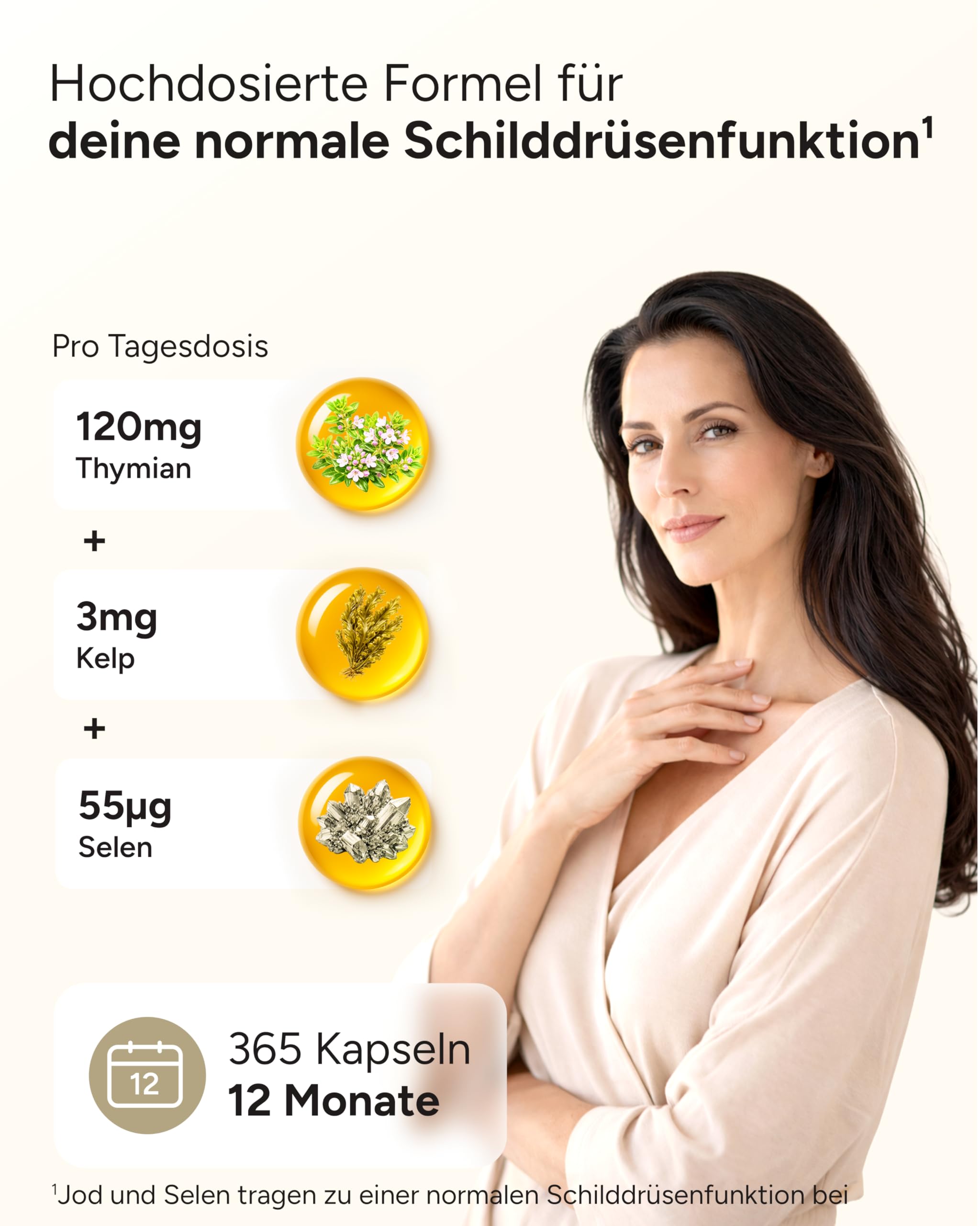 JAHRESVORRAT Schilddrüsen Komplex - 365 Jod Selen Kapseln bei Schilddrüsenunterfunktion - Selen Jod Komplex für eine normale Schilddrüsenfunktion - Schilddrüsen Harmonie