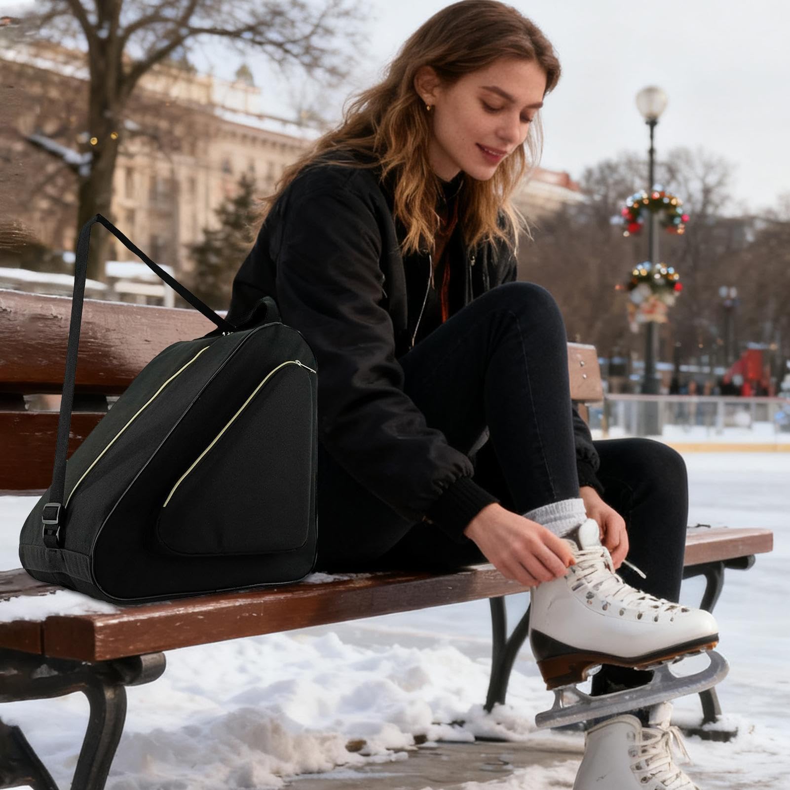 Borsa per skate, tracolla regolabile, impermeabile, zaino per pattini a rotelle, per adulti e bambini, borsa sportiva da viaggio per sci, donne e uomini