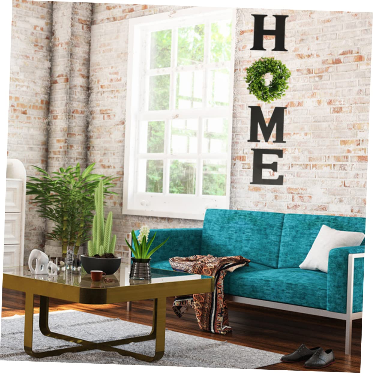 Adorno Colgante de Madera Home, Letras Negras para Pared