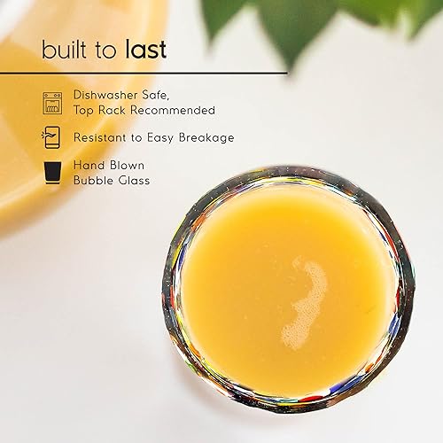 Miniatura 4 de Confetti Rocks - Vasos de té helado de 20 onzas de alto (juego de 6) cristalería multicolor mexicana hecha a mano, vidrio reciclado, sin plomo, sin