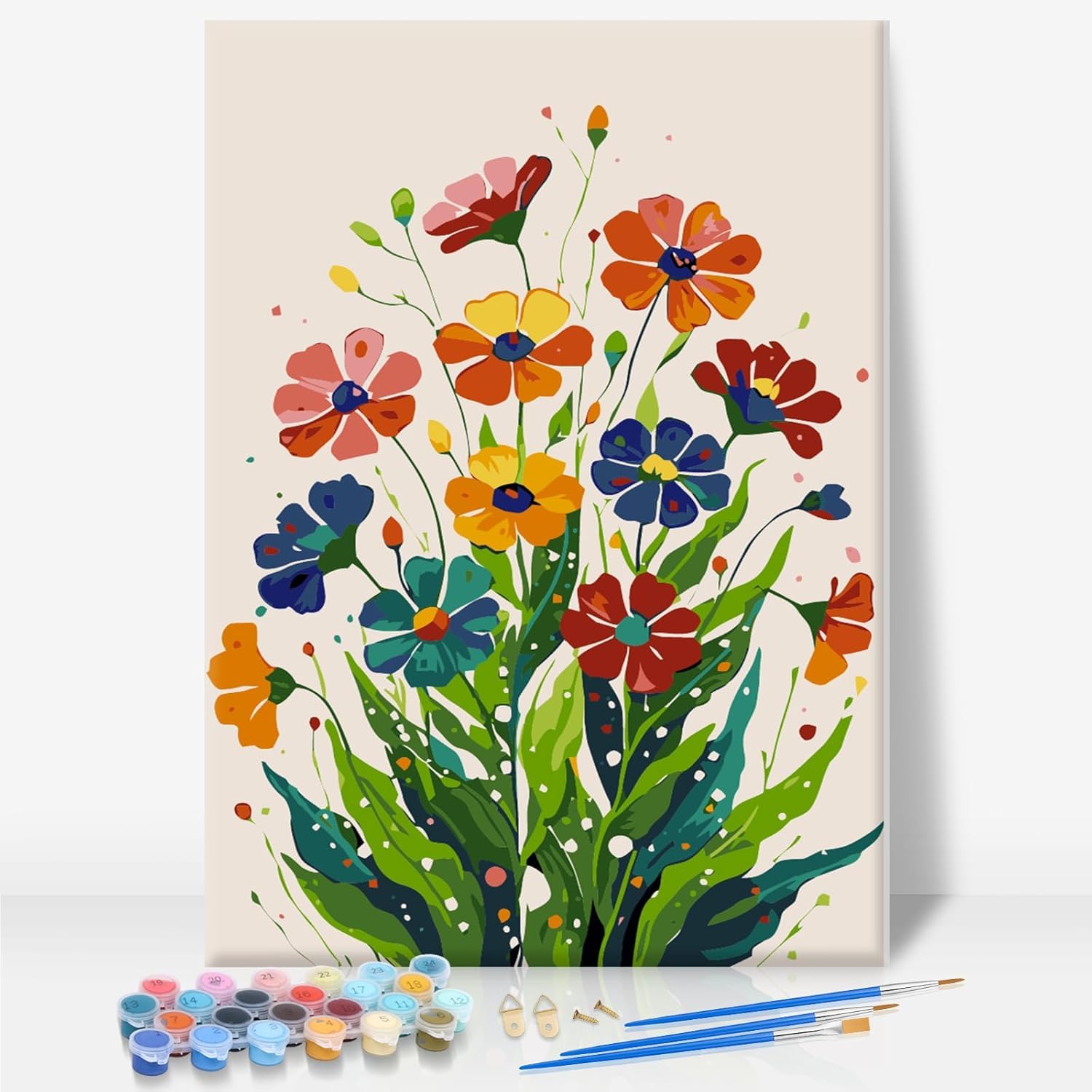 Paint by Numbers for Adults with Frame - Botanical Wildflowers 8x12 Inch