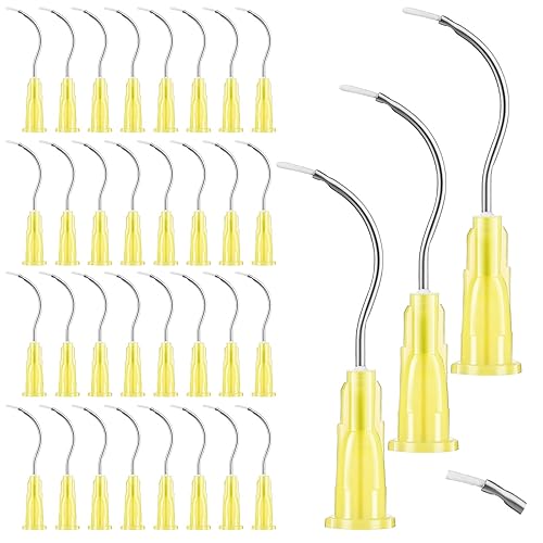 100 Pcs Mixing Tips 19g Bent Dispensing Tips with Brush