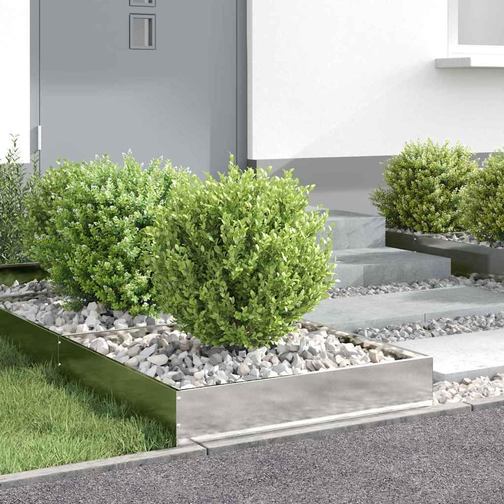 Bordure de pelouse en acier inoxydable argenté - 60 x 60 x 13 cm - Bordure de jardin en métal durable pour parterre de fleurs et aménagement paysager - Bordure de pelouse robuste en tôle d'acier