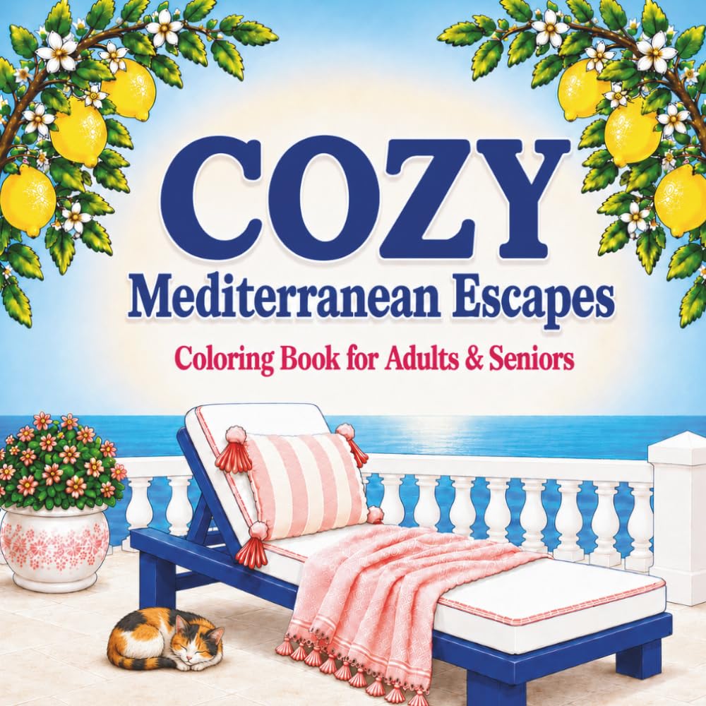 Cozy Mediterranean Escapes: Coloring Book for Adults & Seniors