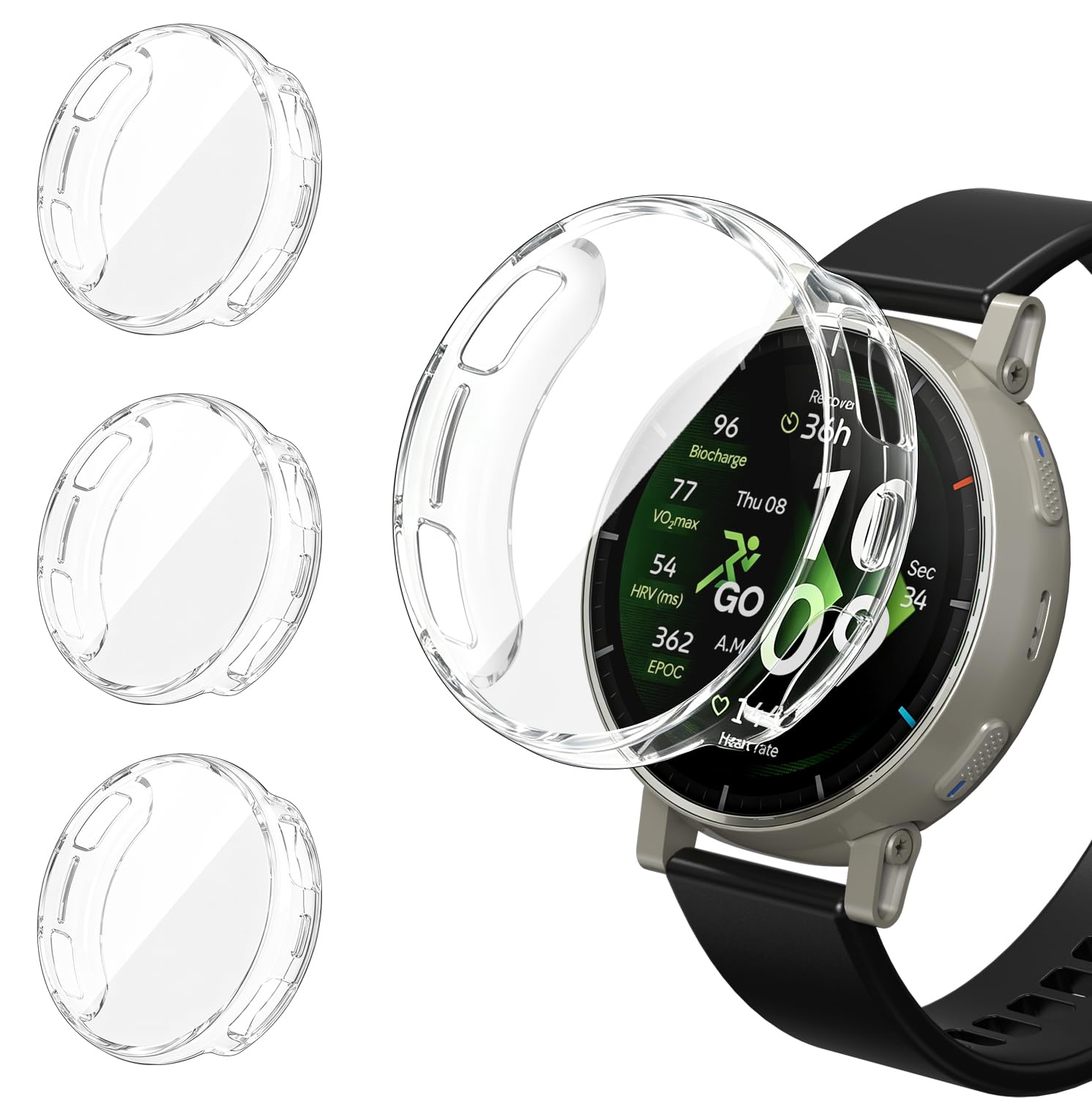 ivoler 3 Piezas Funda con Protector de Pantalla para Amazfit Active 3 Premium, Protección Completa Carcasa Protectora Delgado Suave TPU Anti-Arañazos Case, Transparente